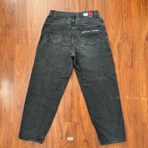 VTG Tommy Hilfiger Jeans Mens Sz 31x28.5 Black Baggy Faded Y2K